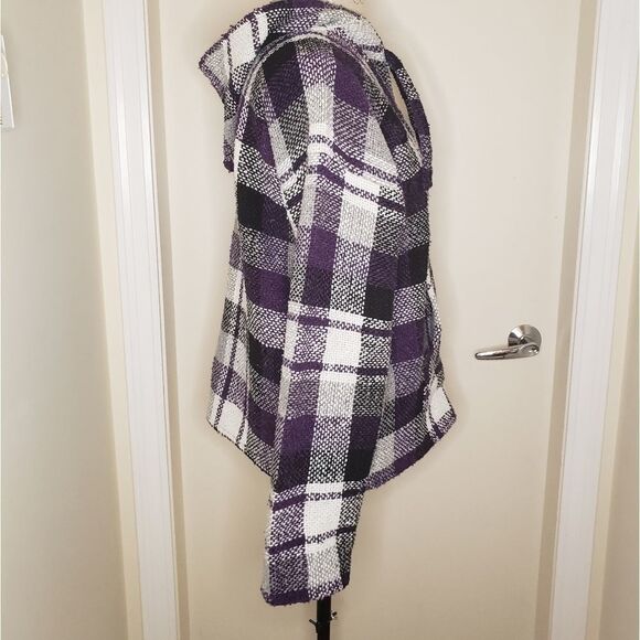 90s Plaid Knit Hoodie Baja - Picture 3 of 6